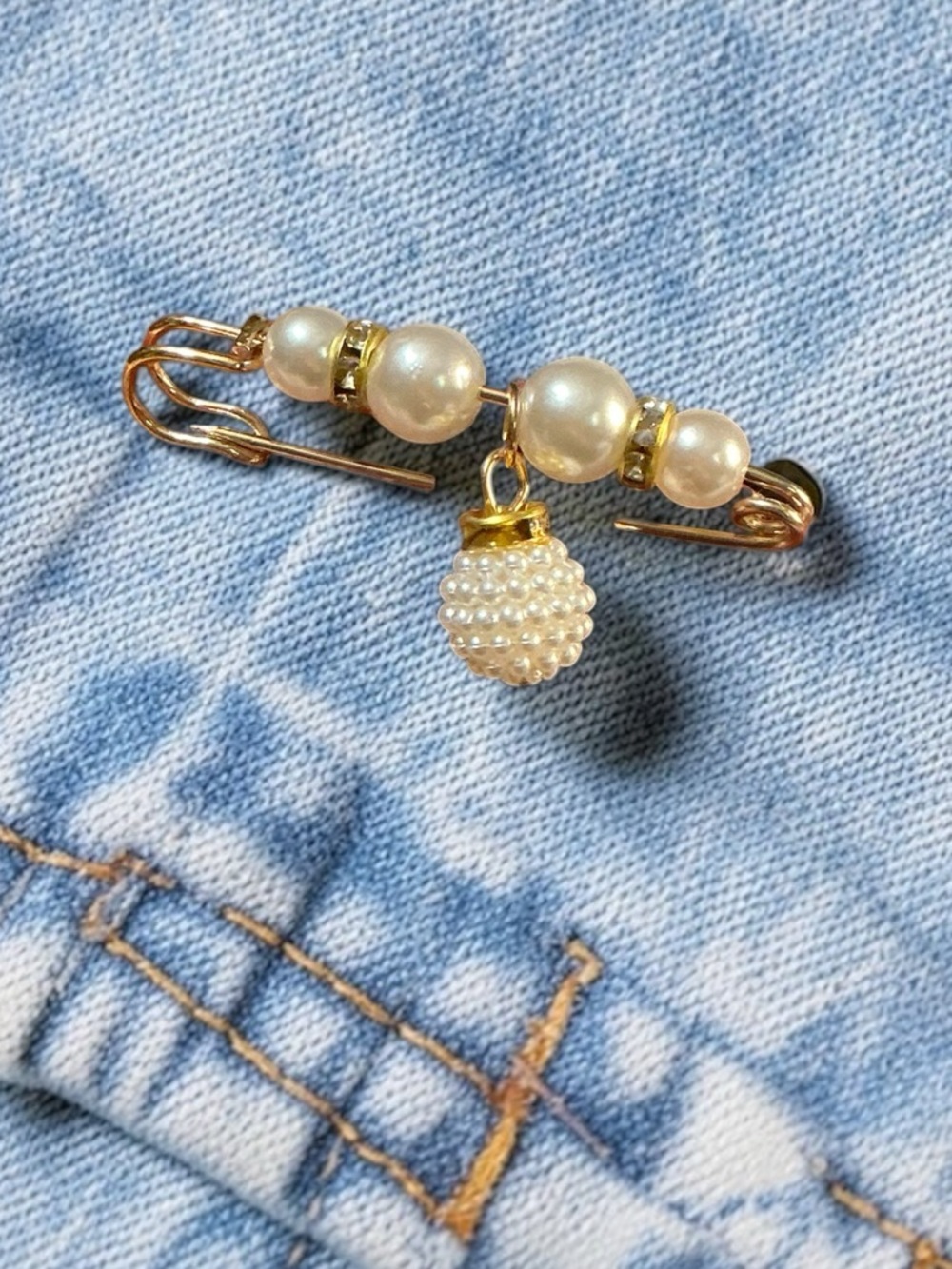 Beaded Safety Pin Set Pearl Black Gold Bag Charm Clothing Pins NEW - Picture 6 of 6